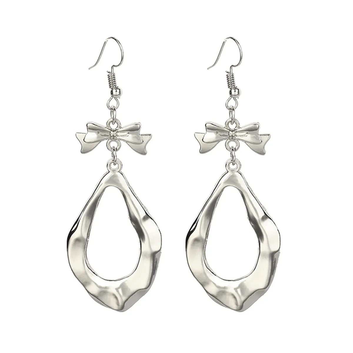 Silver-Plated Bow Drop Earrings