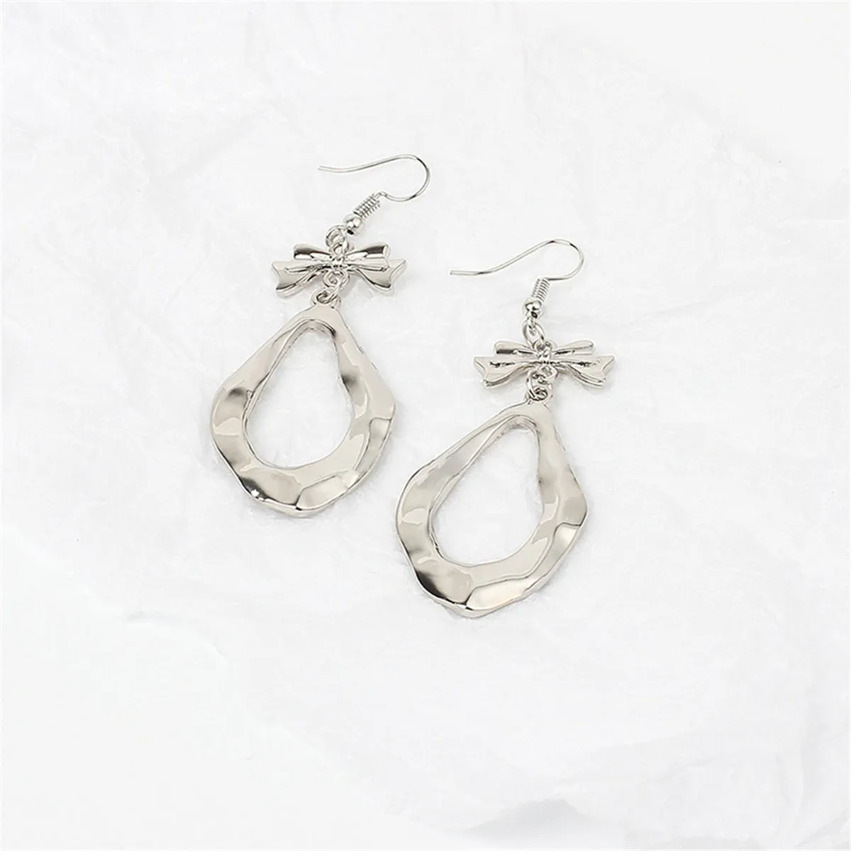Silver-Plated Bow Drop Earrings