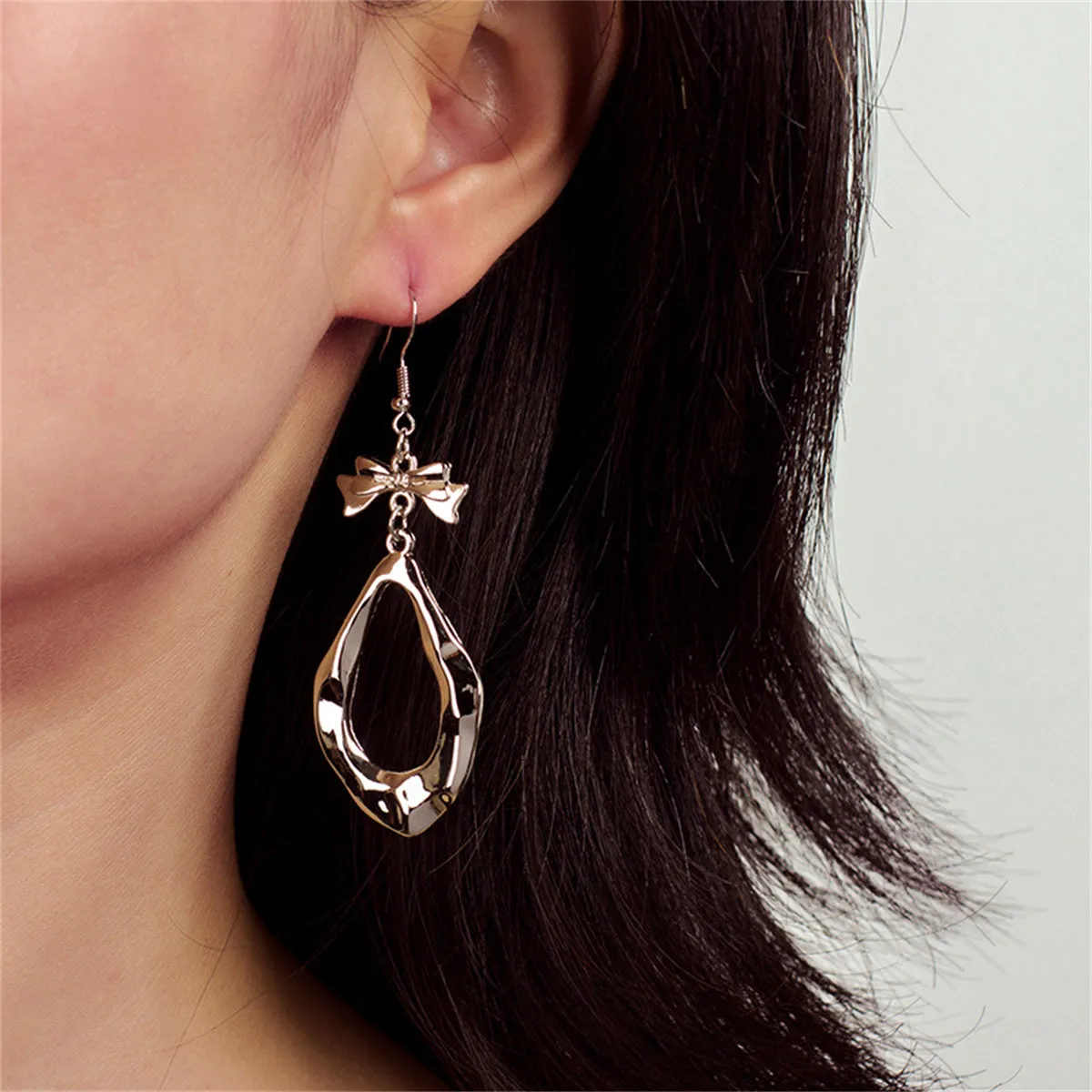Silver-Plated Bow Drop Earrings