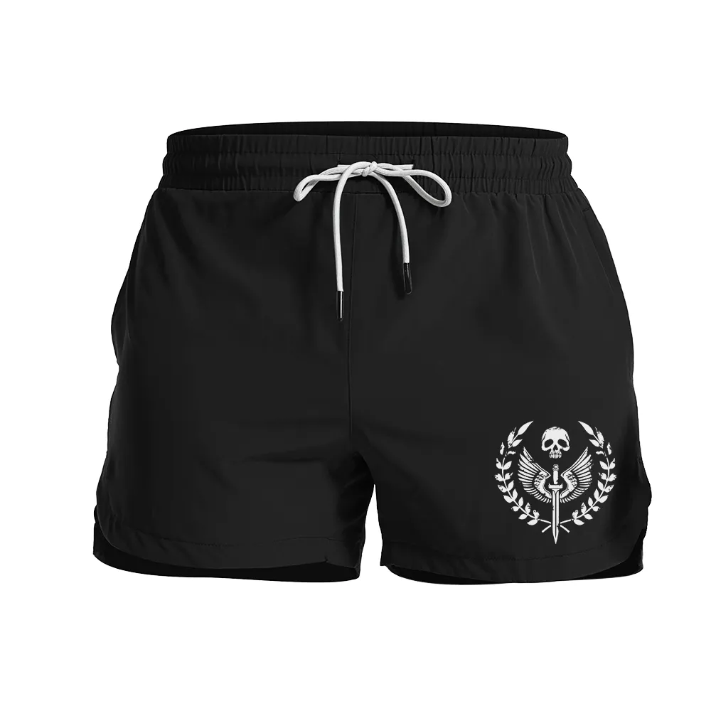 Skull Sword Emblem Graphic Shorts