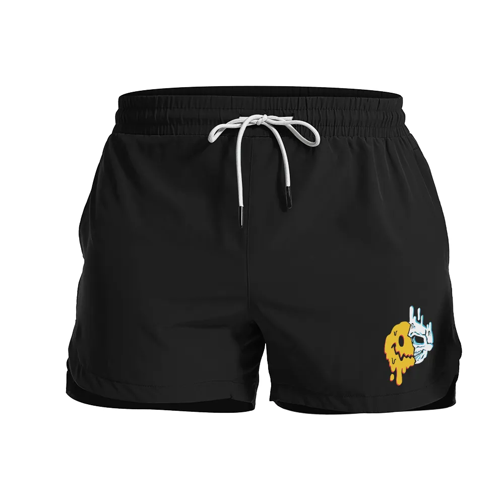 Smiley Skull Graphic Shorts