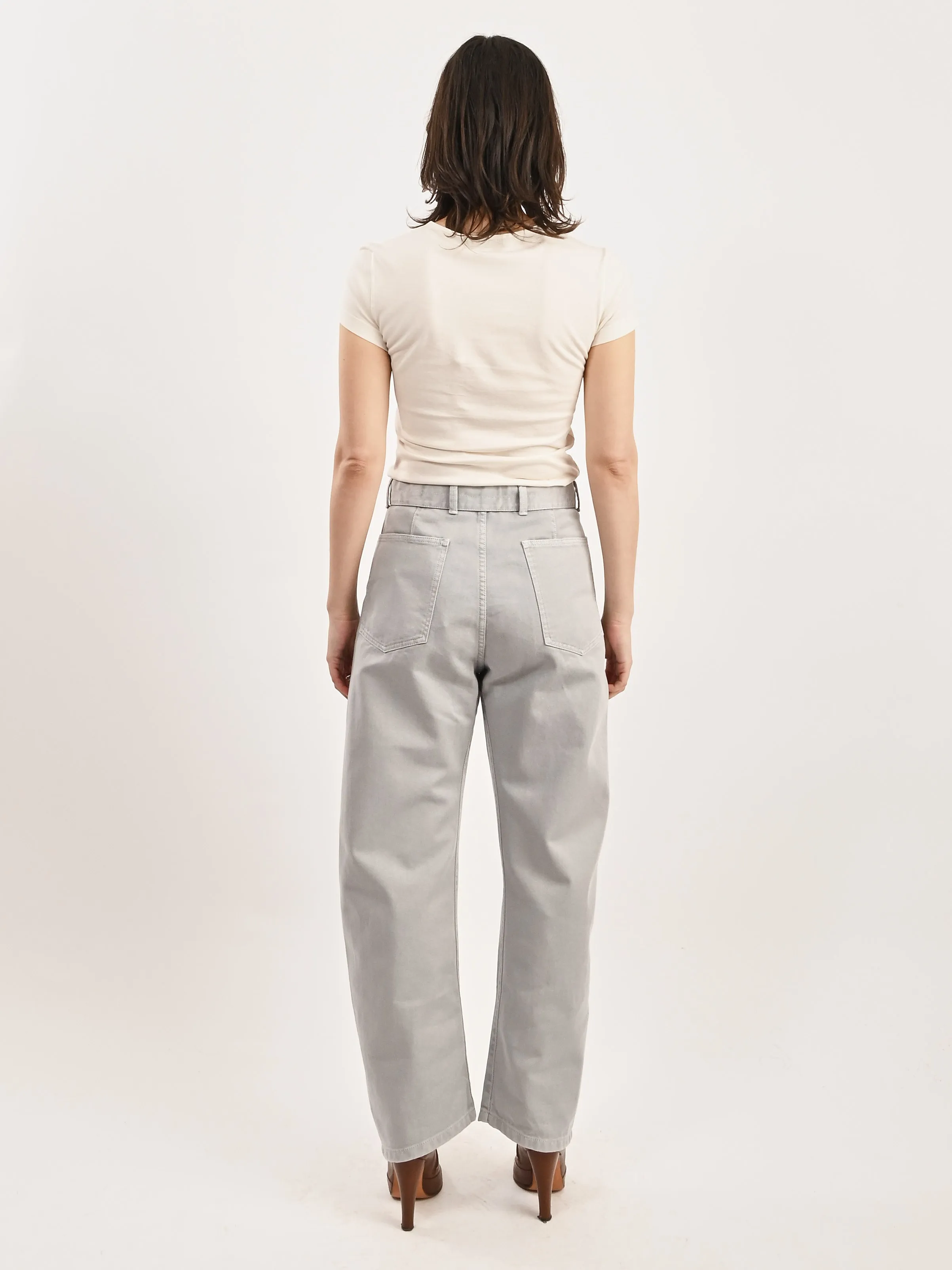 Snowy Blue Grey Twisted Belted Pants
