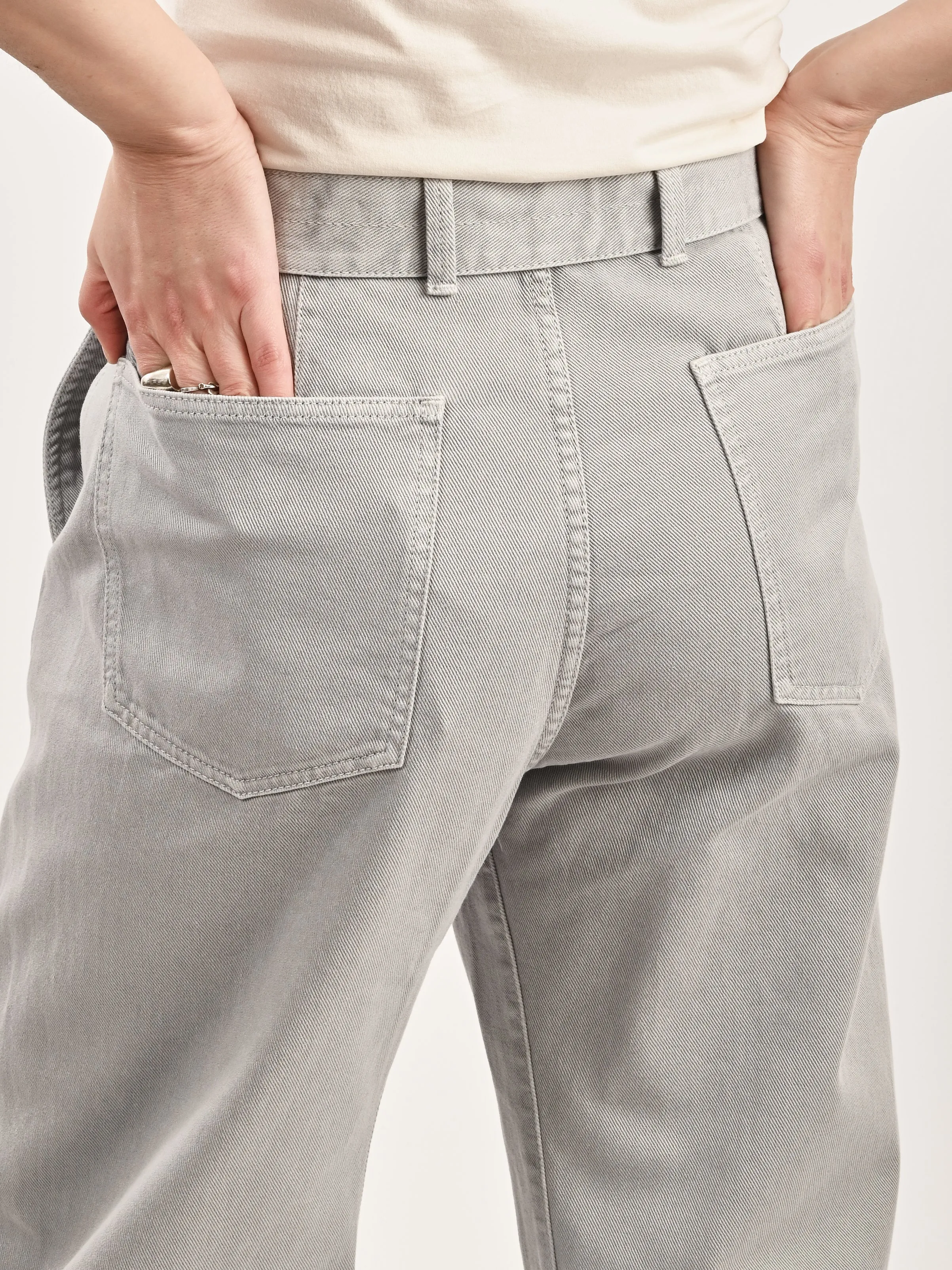 Snowy Blue Grey Twisted Belted Pants
