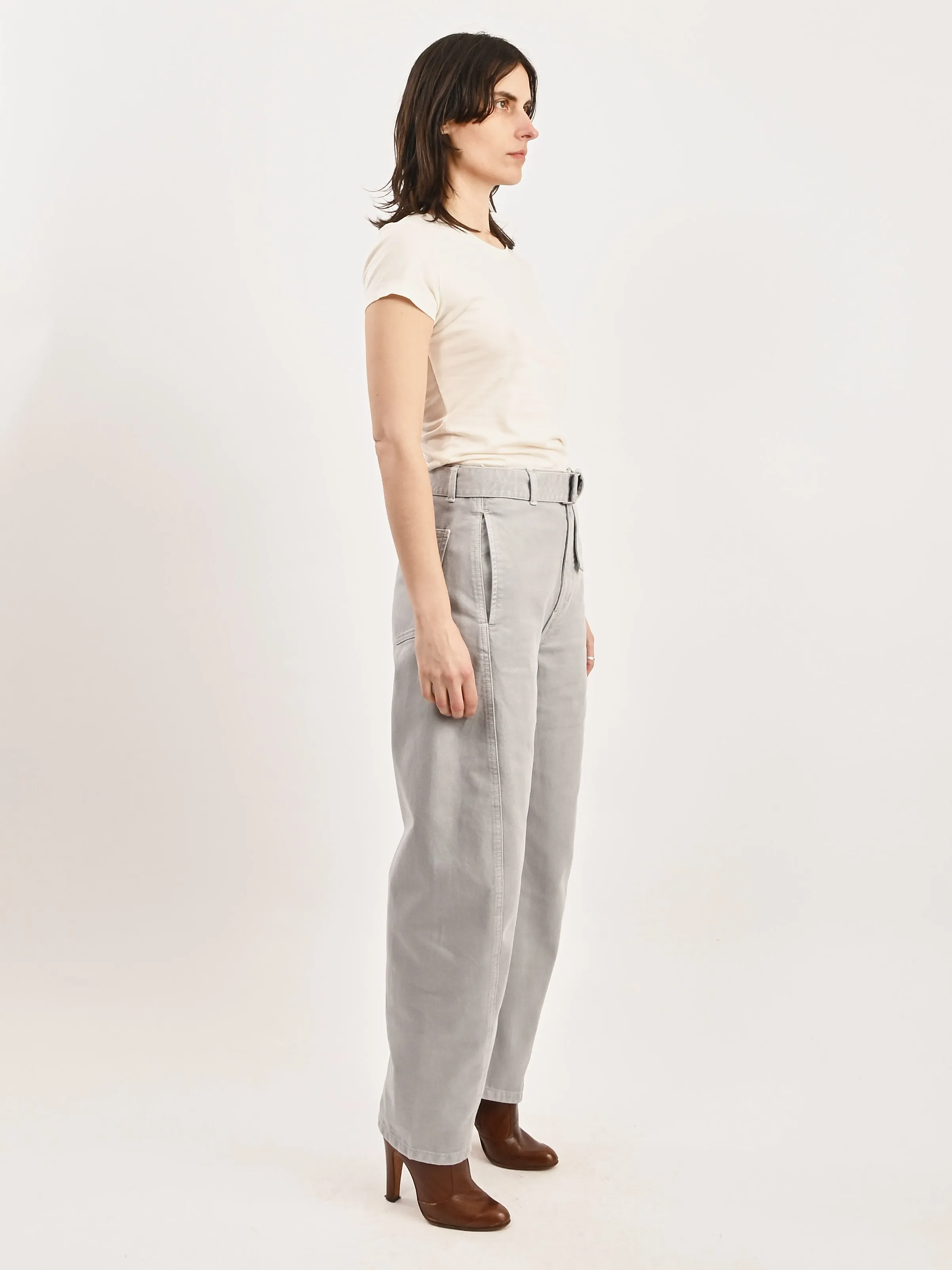 Snowy Blue Grey Twisted Belted Pants