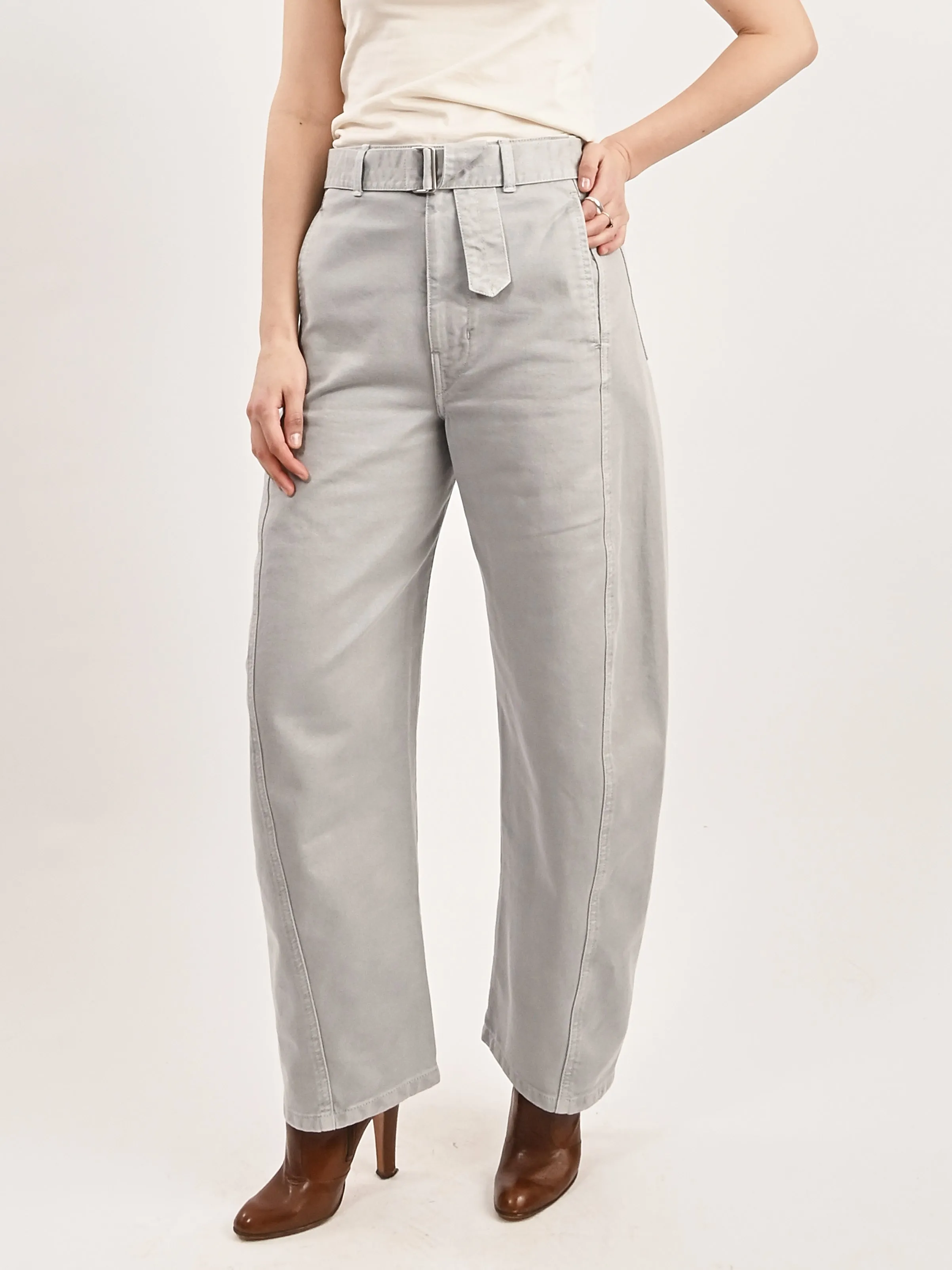 Snowy Blue Grey Twisted Belted Pants