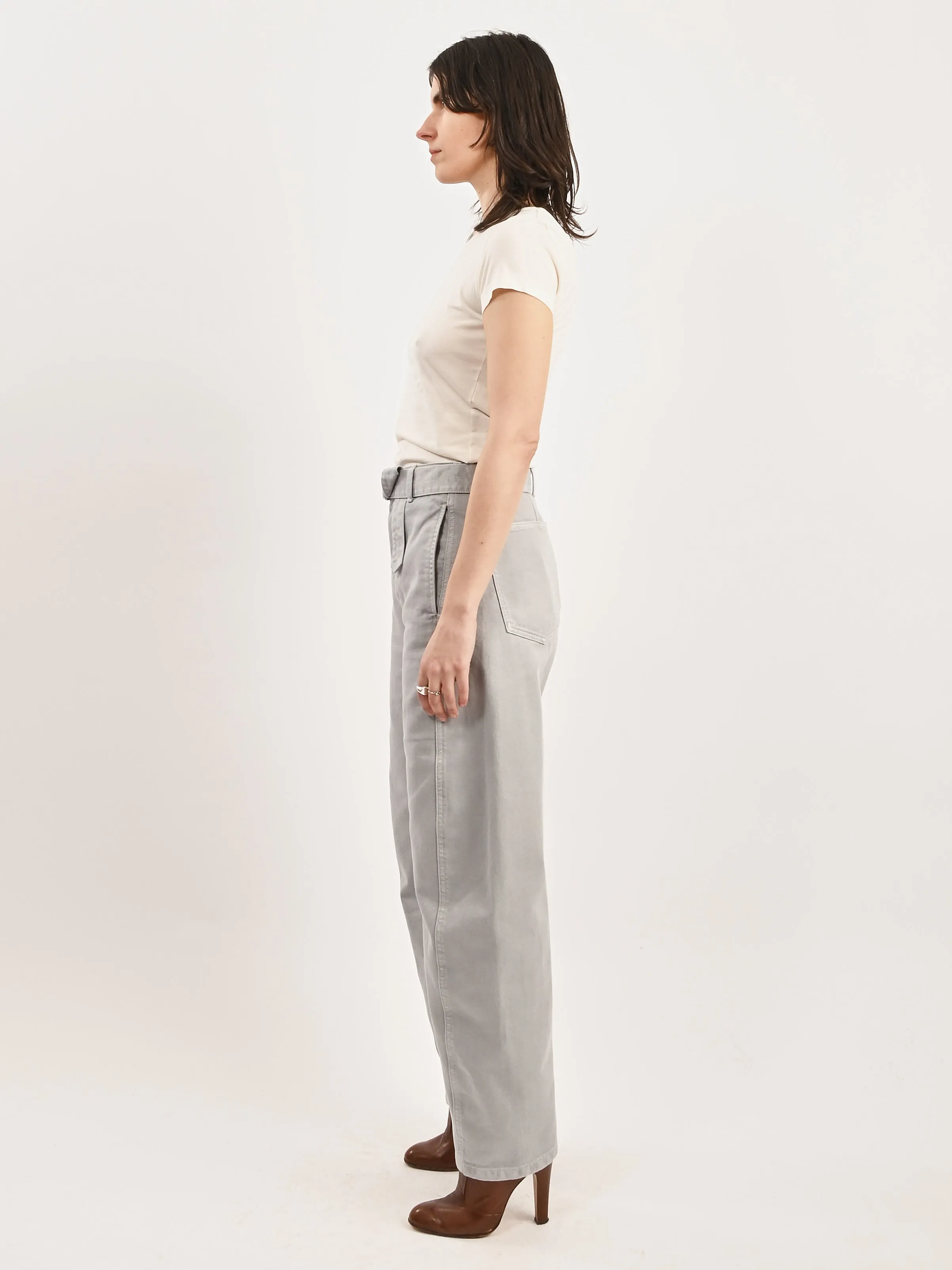 Snowy Blue Grey Twisted Belted Pants