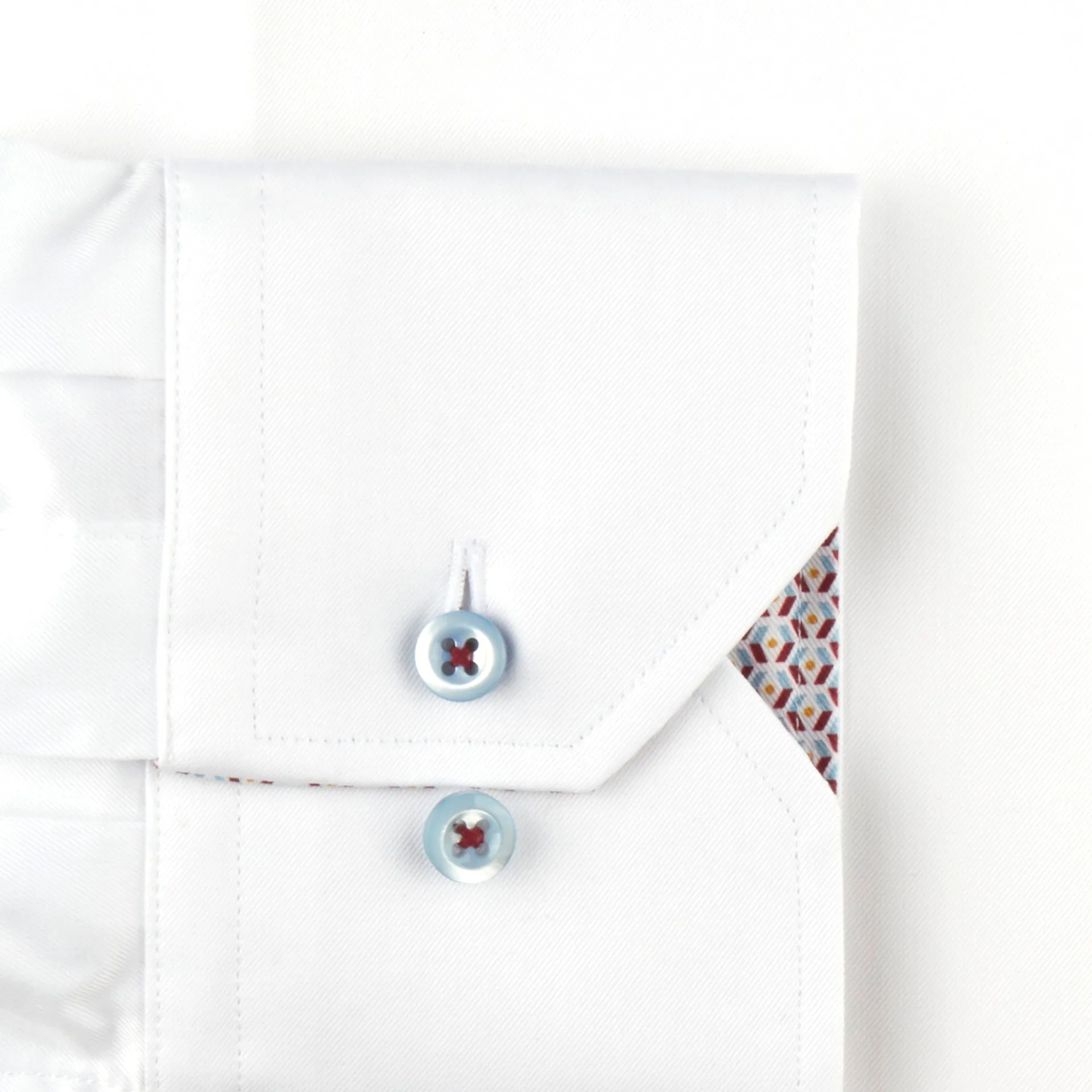 STENSTROMS- Fitted Body Shirt White Medallion Contrast