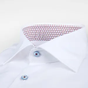 STENSTROMS- Fitted Body Shirt White Medallion Contrast