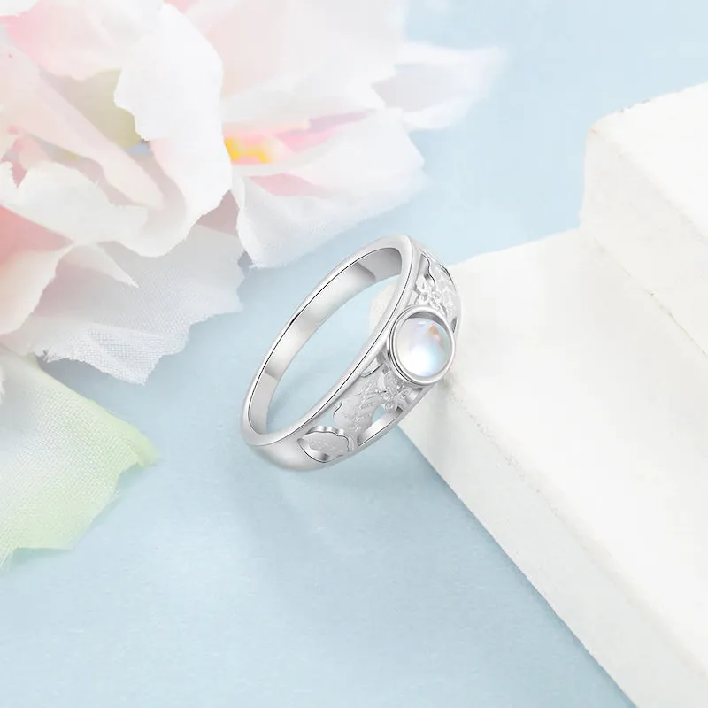 Sterling Silver Round Moonstone Ring
