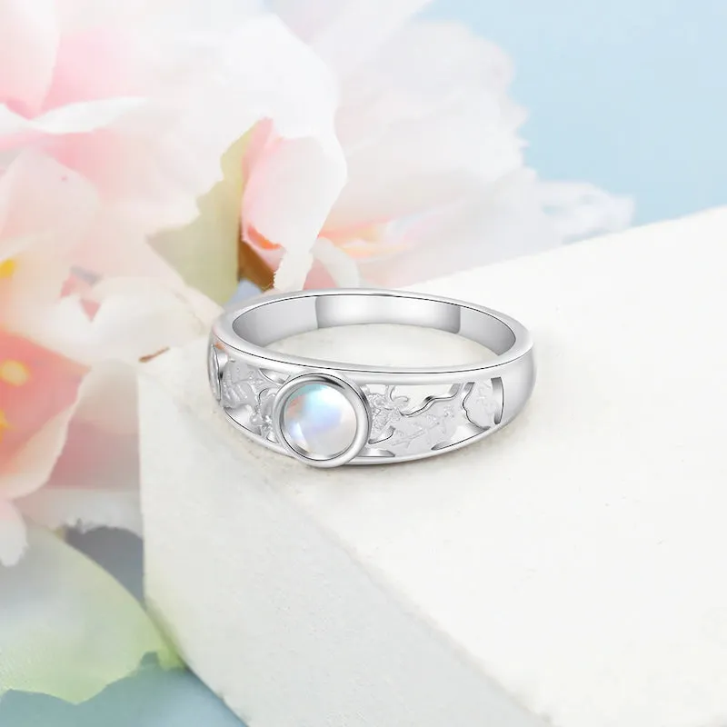 Sterling Silver Round Moonstone Ring