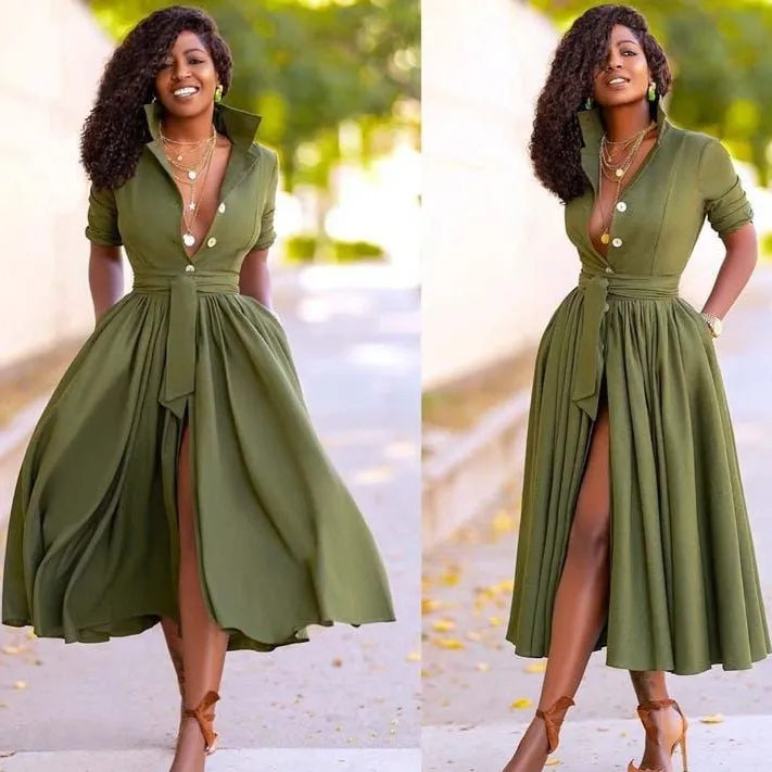 Stylish Women's Belted Half Sleeve Cardi Dress - Lightweight