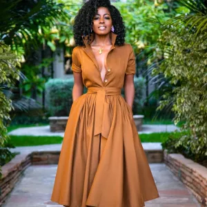 Stylish Women's Belted Half Sleeve Cardi Dress - Lightweight
