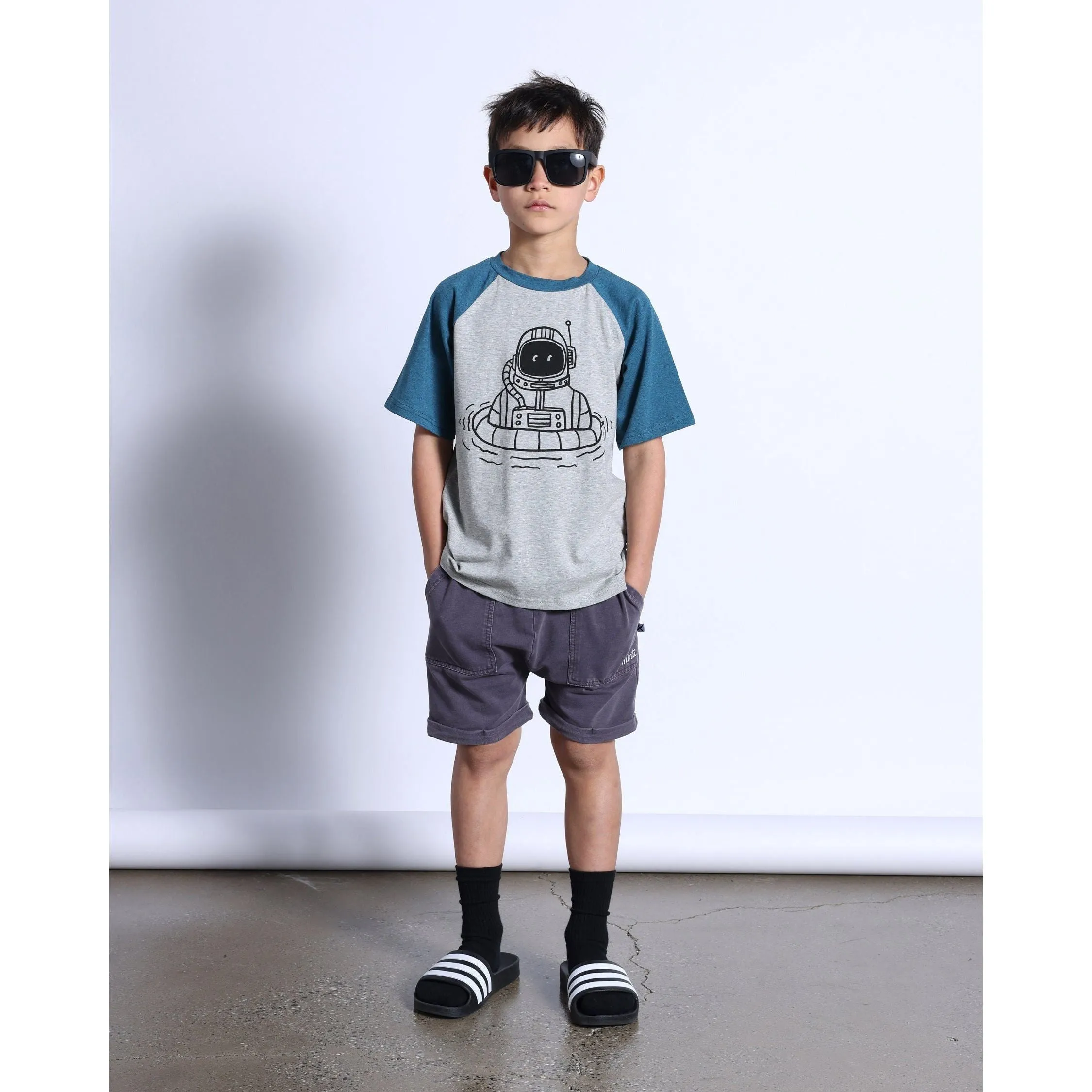 Swimming Astronaut Tee- Grey Marle/Teal