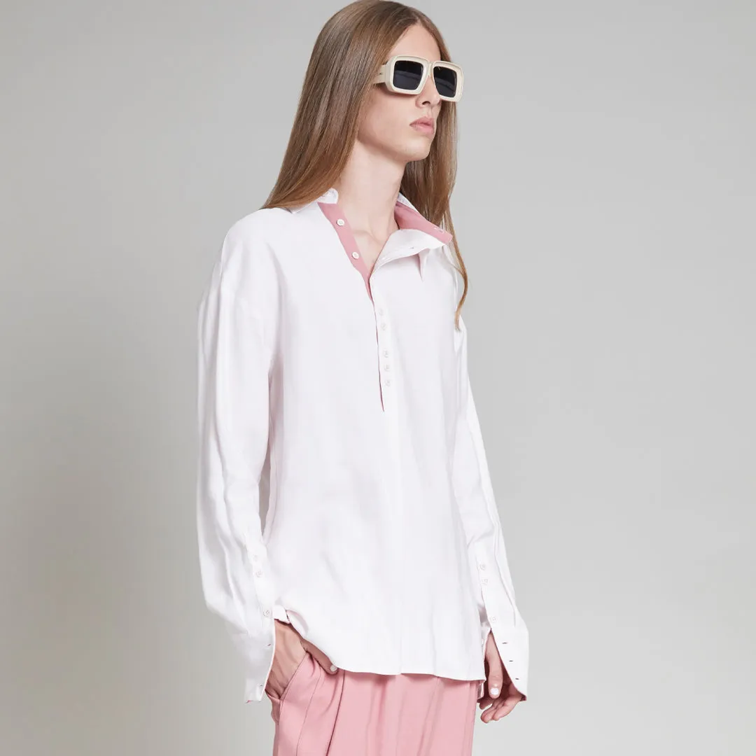 TAYLOR COLORBLOCK PULLOVER SHIRT PALE ROSE & DUSTY ROSE COMBO