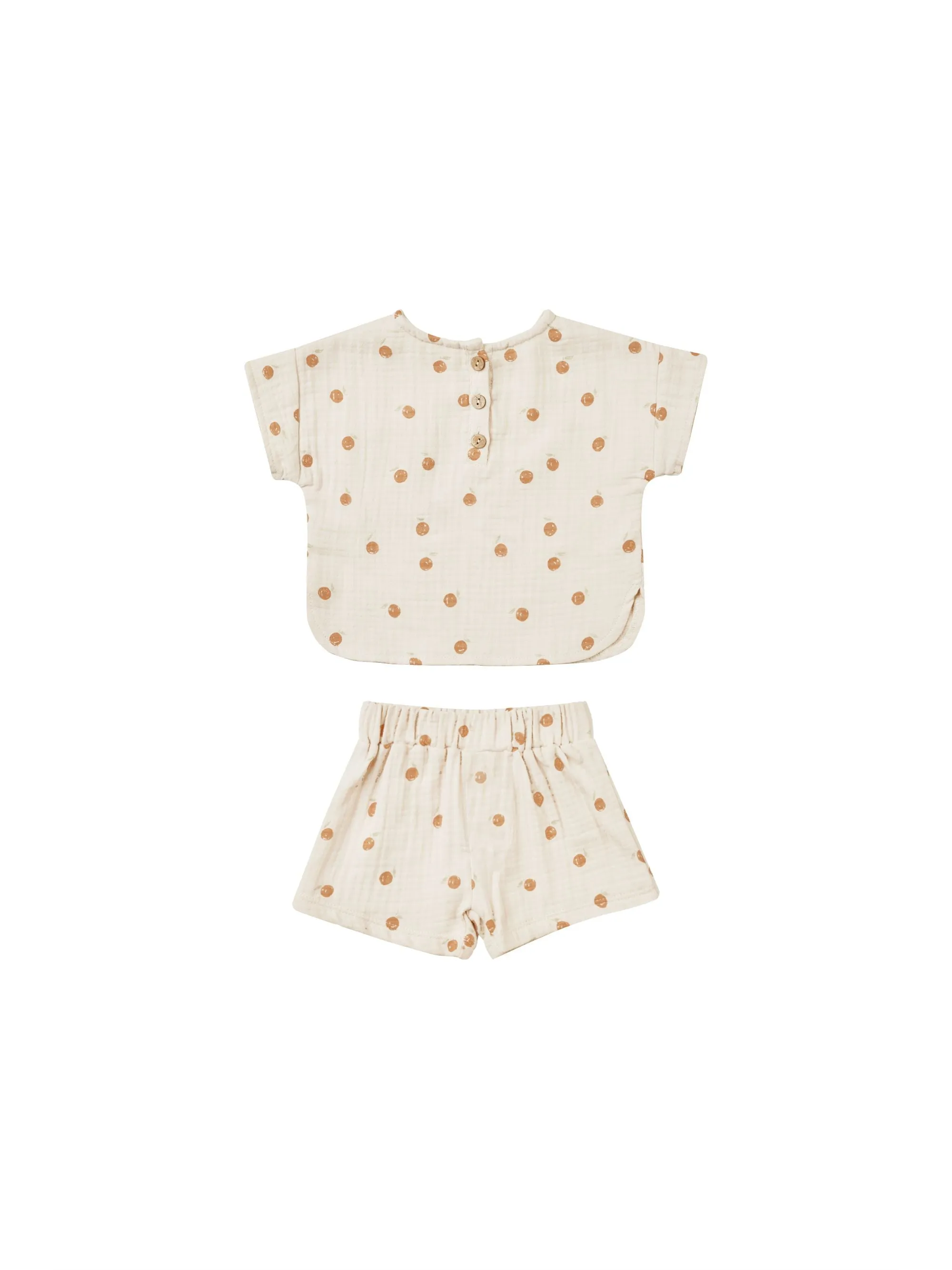 The Woven Boxy Top   Short SET by Quincy Mae - Oranges - BABY