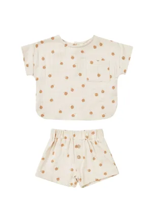 The Woven Boxy Top   Short SET by Quincy Mae - Oranges - BABY