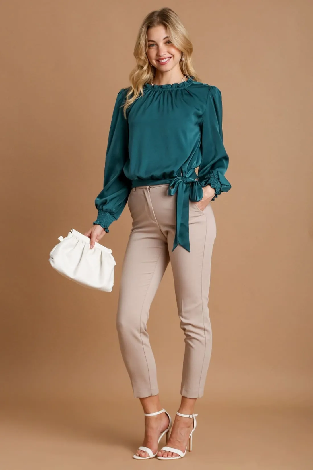 Tied Hem Long Sleeve Blouse
