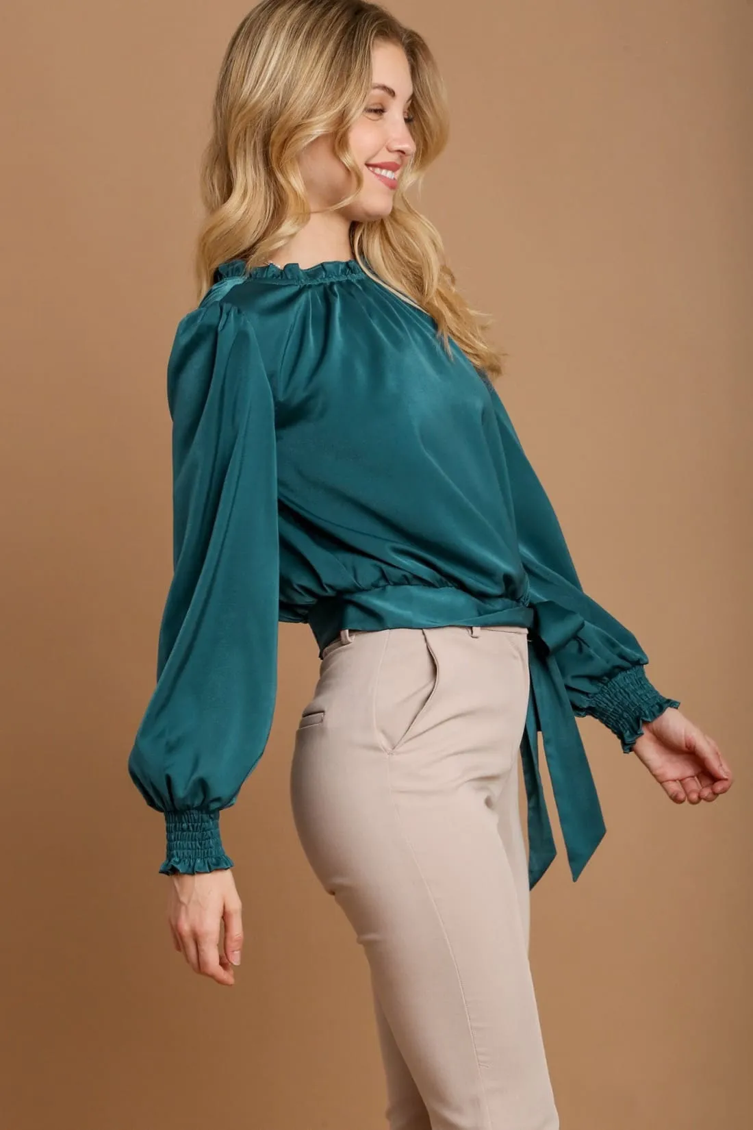 Tied Hem Long Sleeve Blouse
