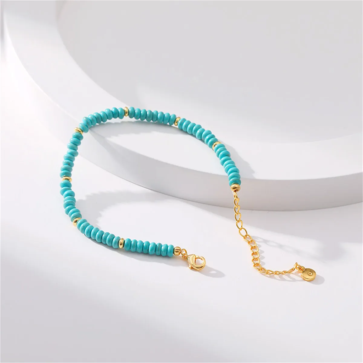 Turquoise & 18K Gold-Plated Beaded Bracelet