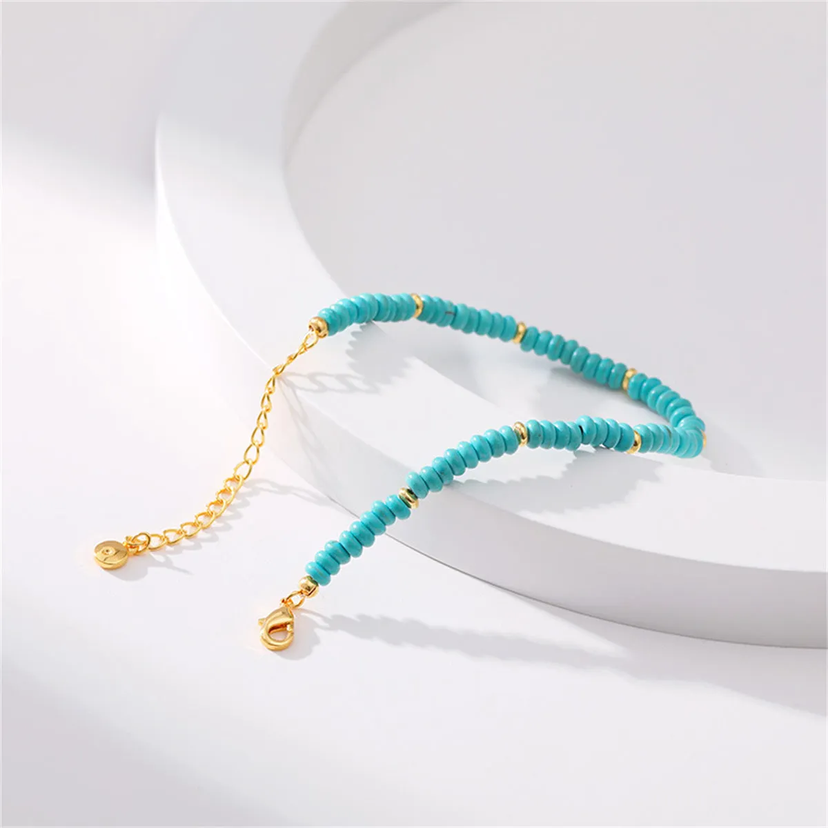 Turquoise & 18K Gold-Plated Beaded Bracelet