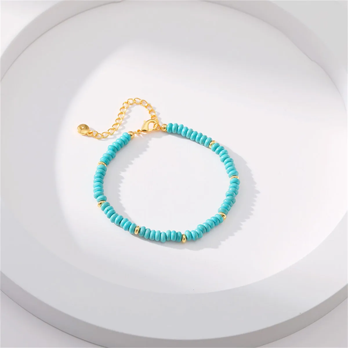 Turquoise & 18K Gold-Plated Beaded Bracelet