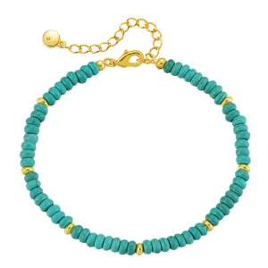 Turquoise & 18K Gold-Plated Beaded Bracelet