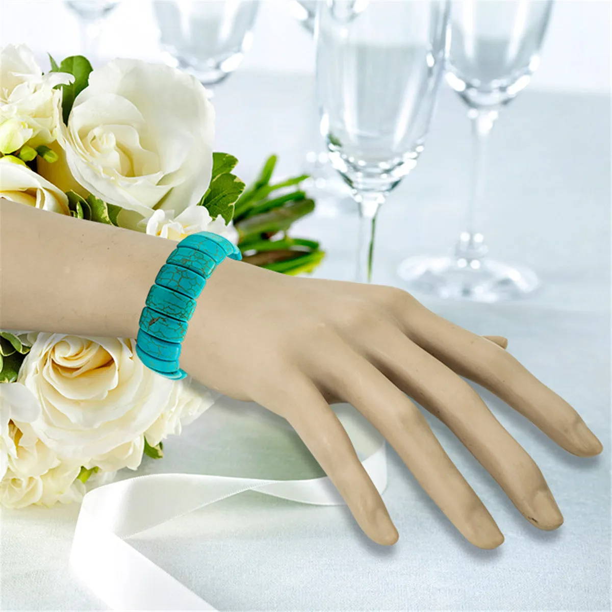Turquoise Beaded Stretch Bracelet
