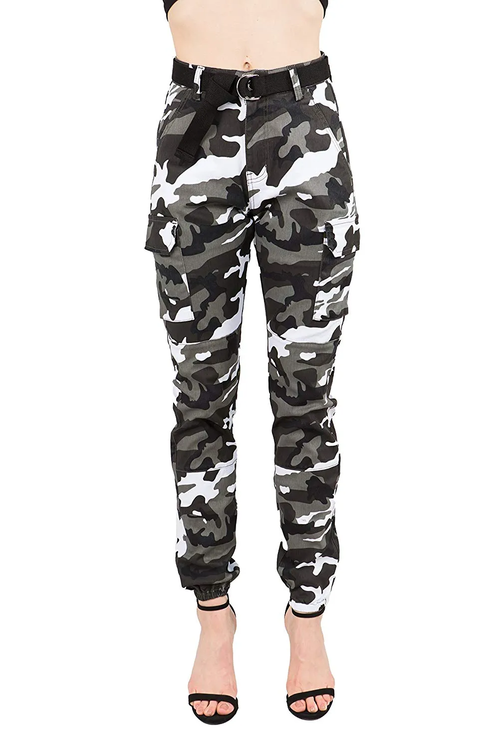 TwiinSisters - Pantalones de deporte para mujer con cinturón a juego, talla S a 3X