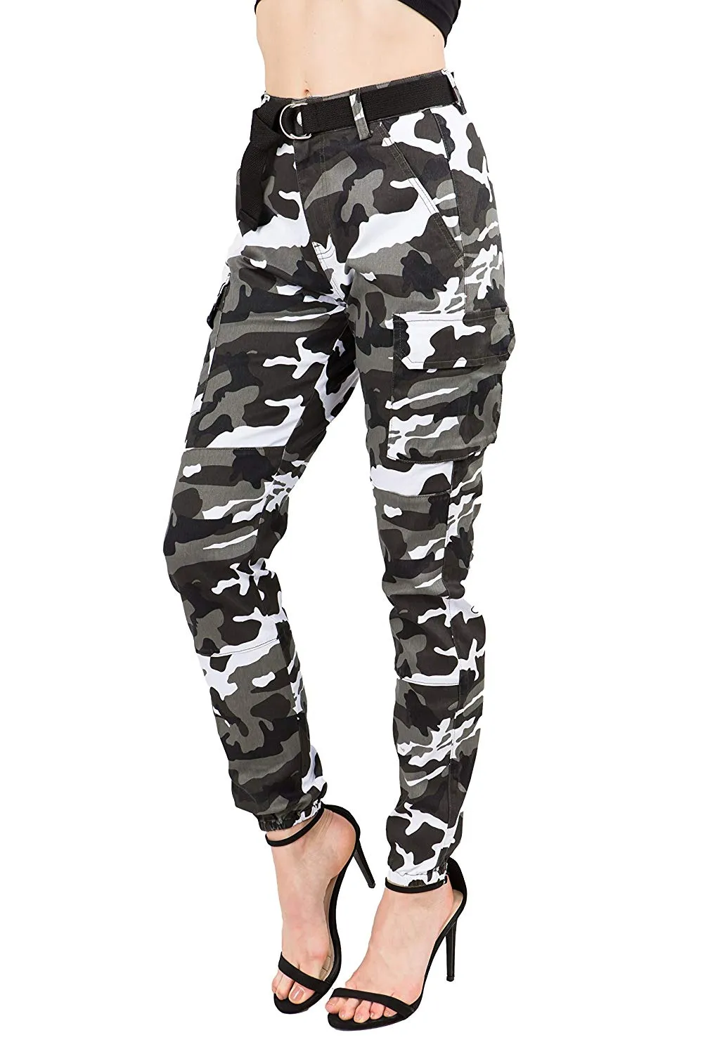 TwiinSisters - Pantalones de deporte para mujer con cinturón a juego, talla S a 3X