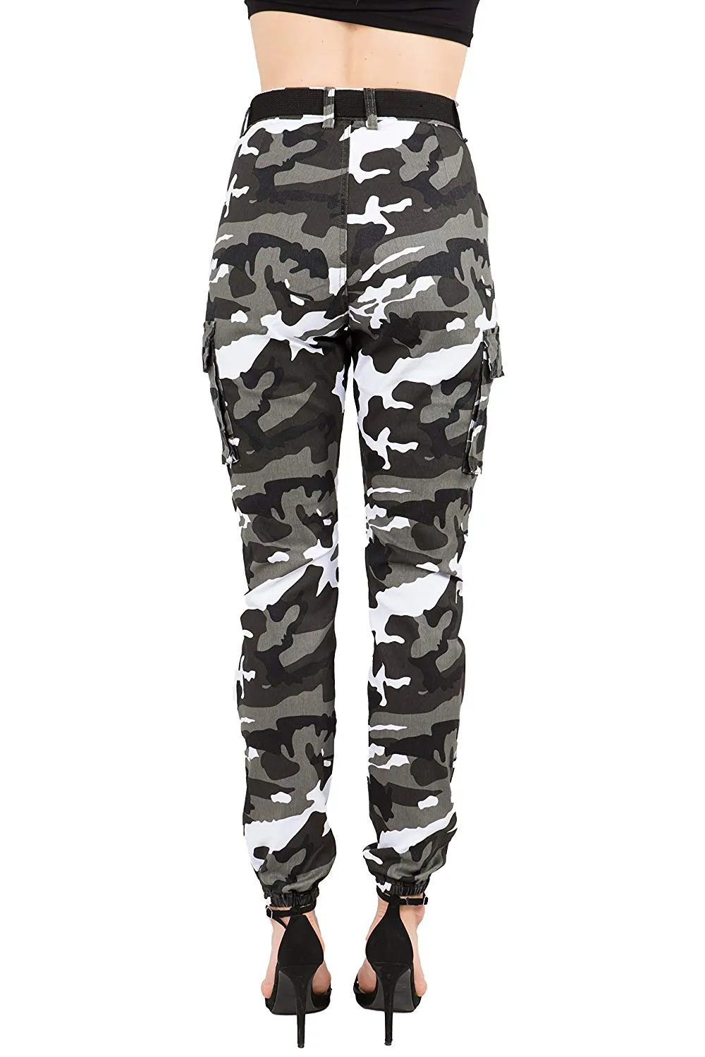 TwiinSisters - Pantalones de deporte para mujer con cinturón a juego, talla S a 3X