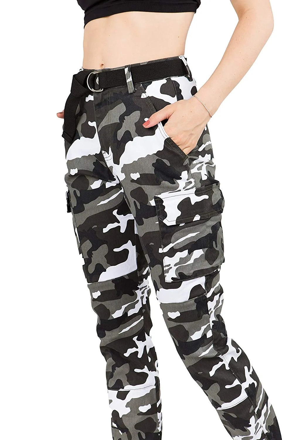 TwiinSisters - Pantalones de deporte para mujer con cinturón a juego, talla S a 3X