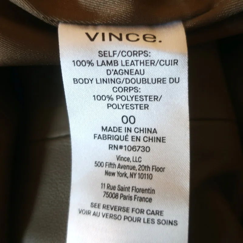 Vince Belted Leather Midi Skirt Olive Brown Size 00 NEW