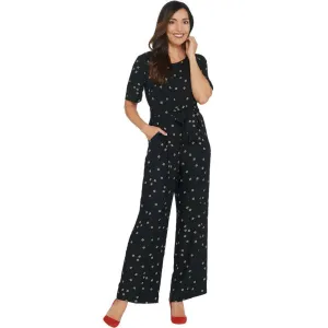 Vince Camuto Women's Elbow Sleeve Ditsy Re-Set Belted Jumpsuit