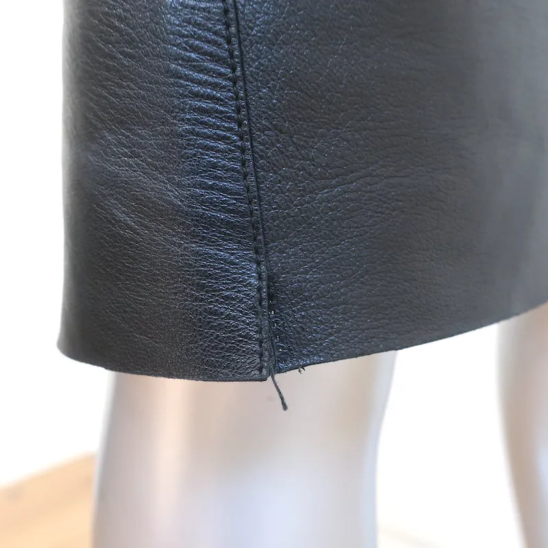 Vintage Gucci Belted Leather Skirt Black Size 42
