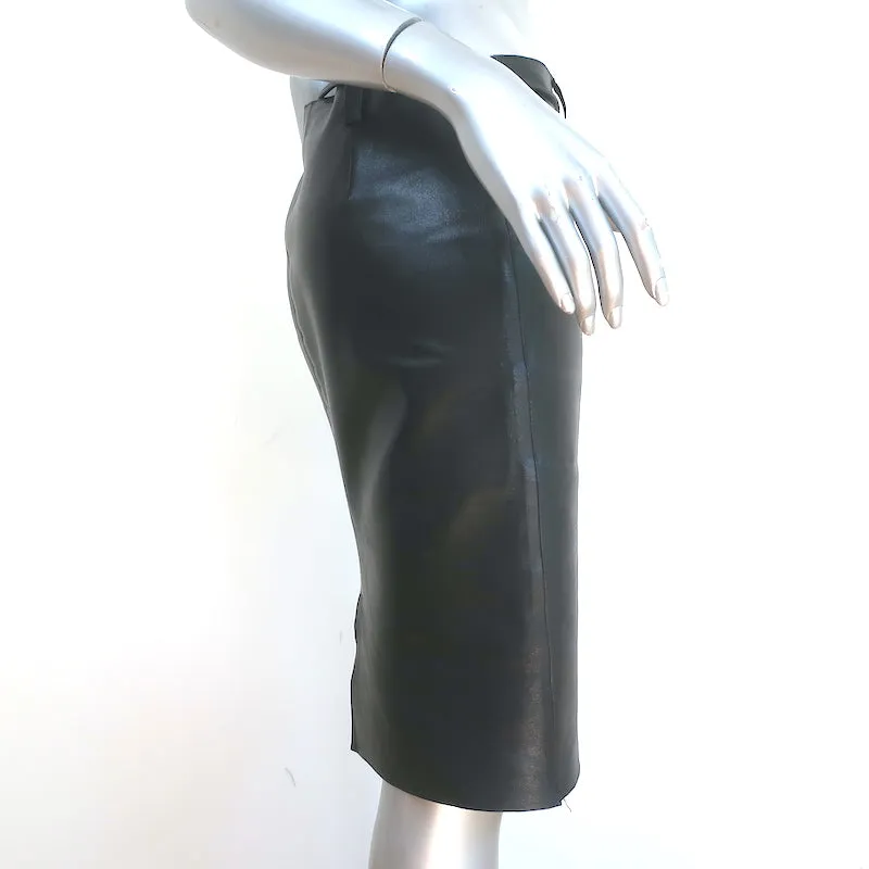 Vintage Gucci Belted Leather Skirt Black Size 42