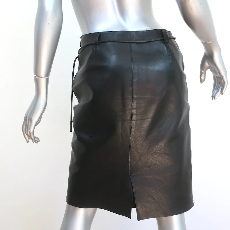 Vintage Gucci Belted Leather Skirt Black Size 42