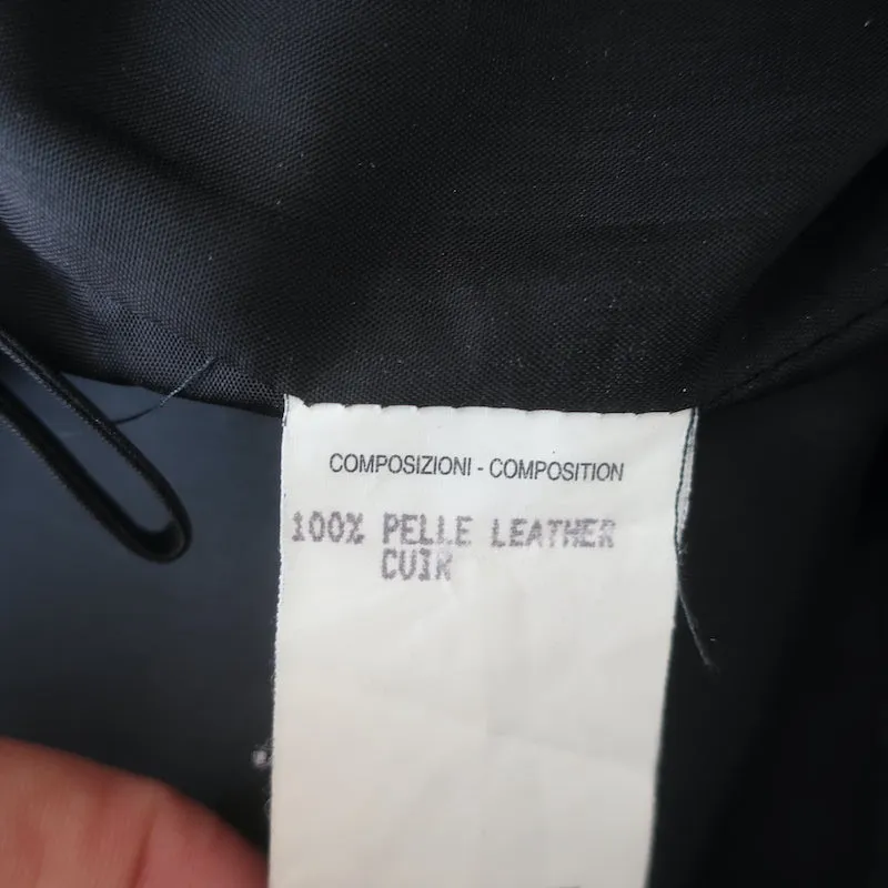 Vintage Gucci Belted Leather Skirt Black Size 42
