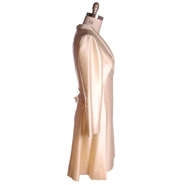Vintage Ivory Silk Cocktail Dress Provenance Elinor Simmons Malcolm Starr 1970s 40-35-48