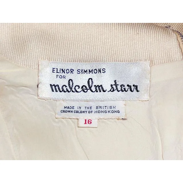 Vintage Ivory Silk Cocktail Dress Provenance Elinor Simmons Malcolm Starr 1970s 40-35-48