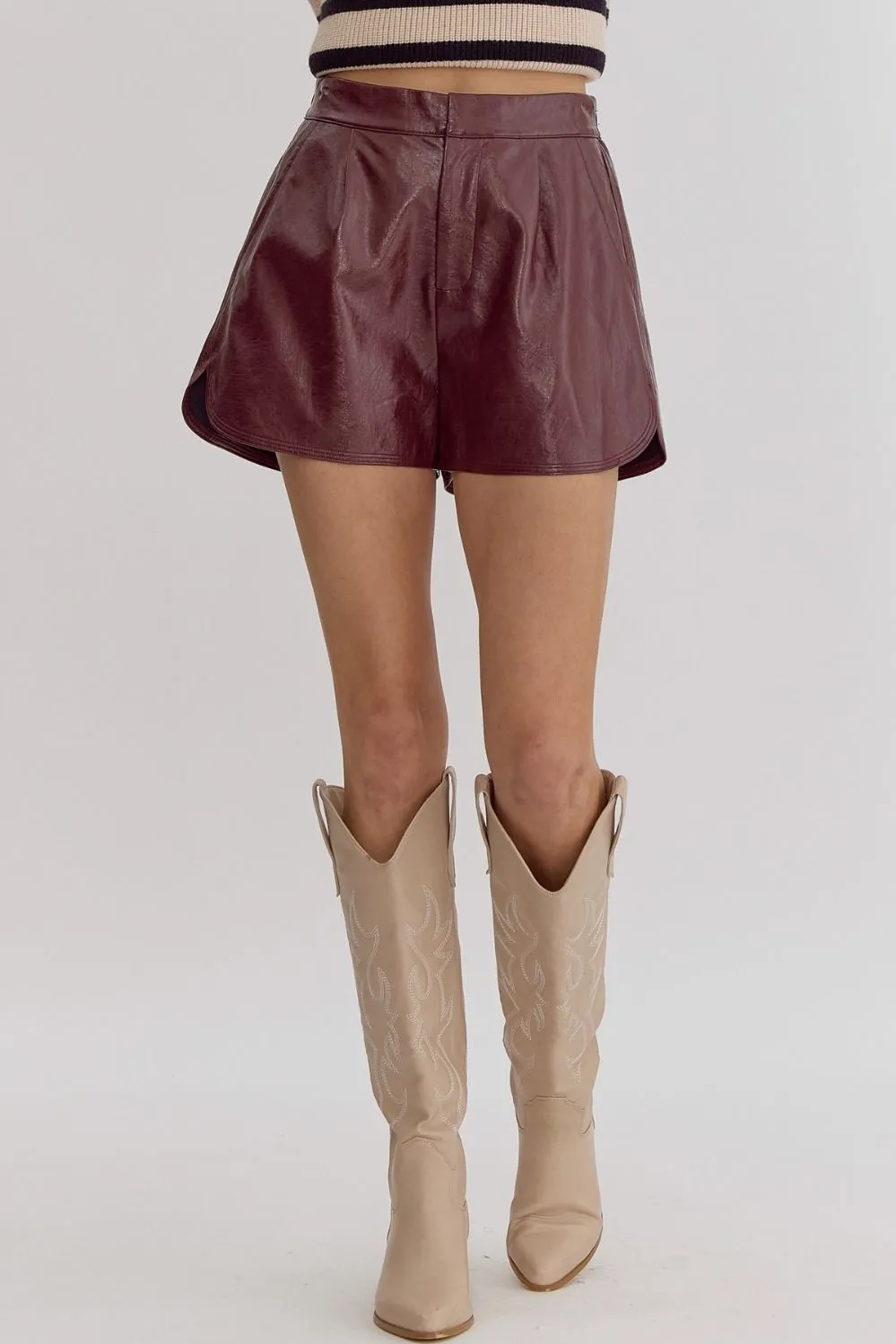 What’s Next Leather Shorts: Wine