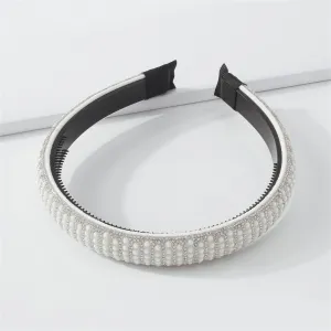 White & Cubic Zirconia Beaded Hard Headband