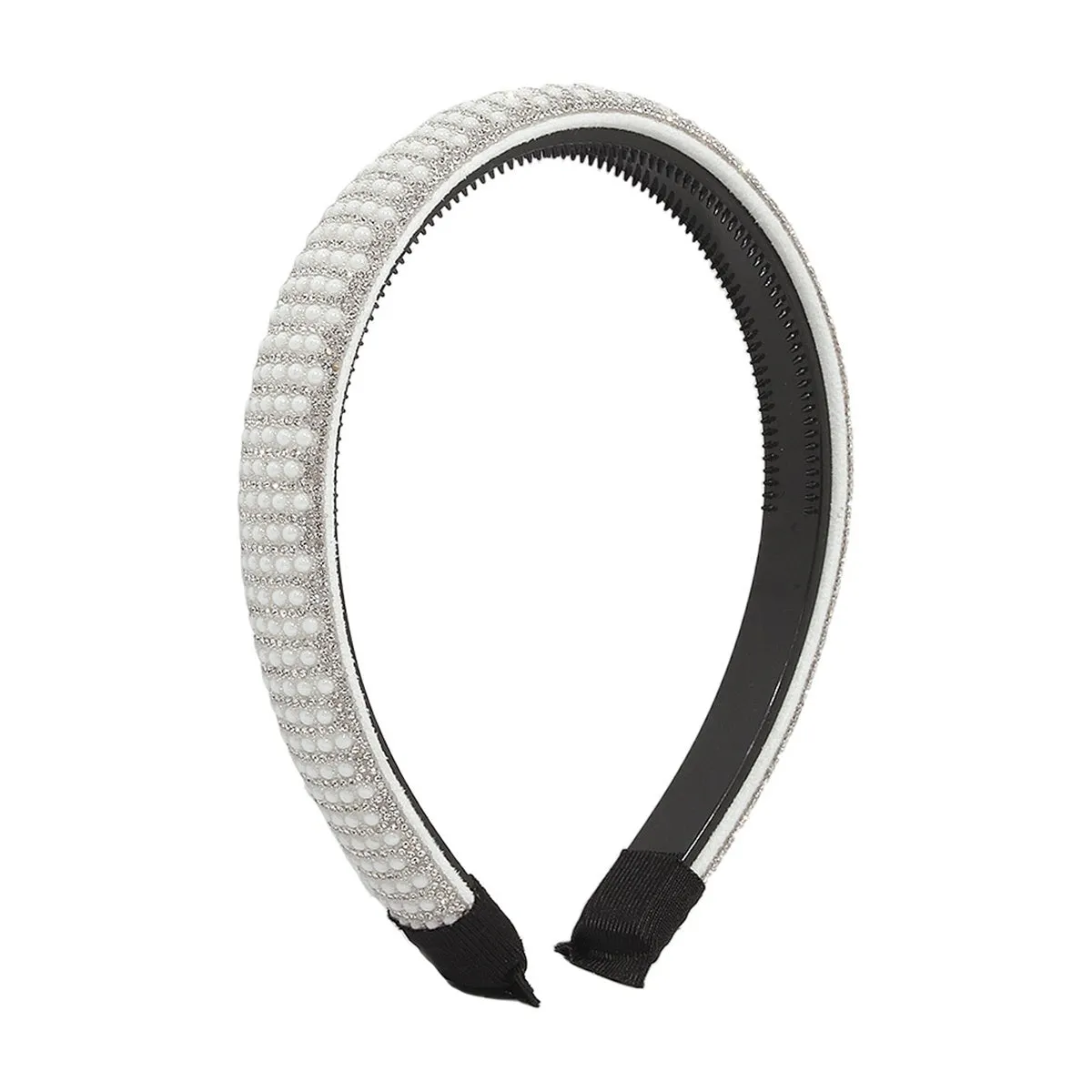 White & Cubic Zirconia Beaded Hard Headband