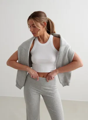 White Ease Ribbed Tank Top