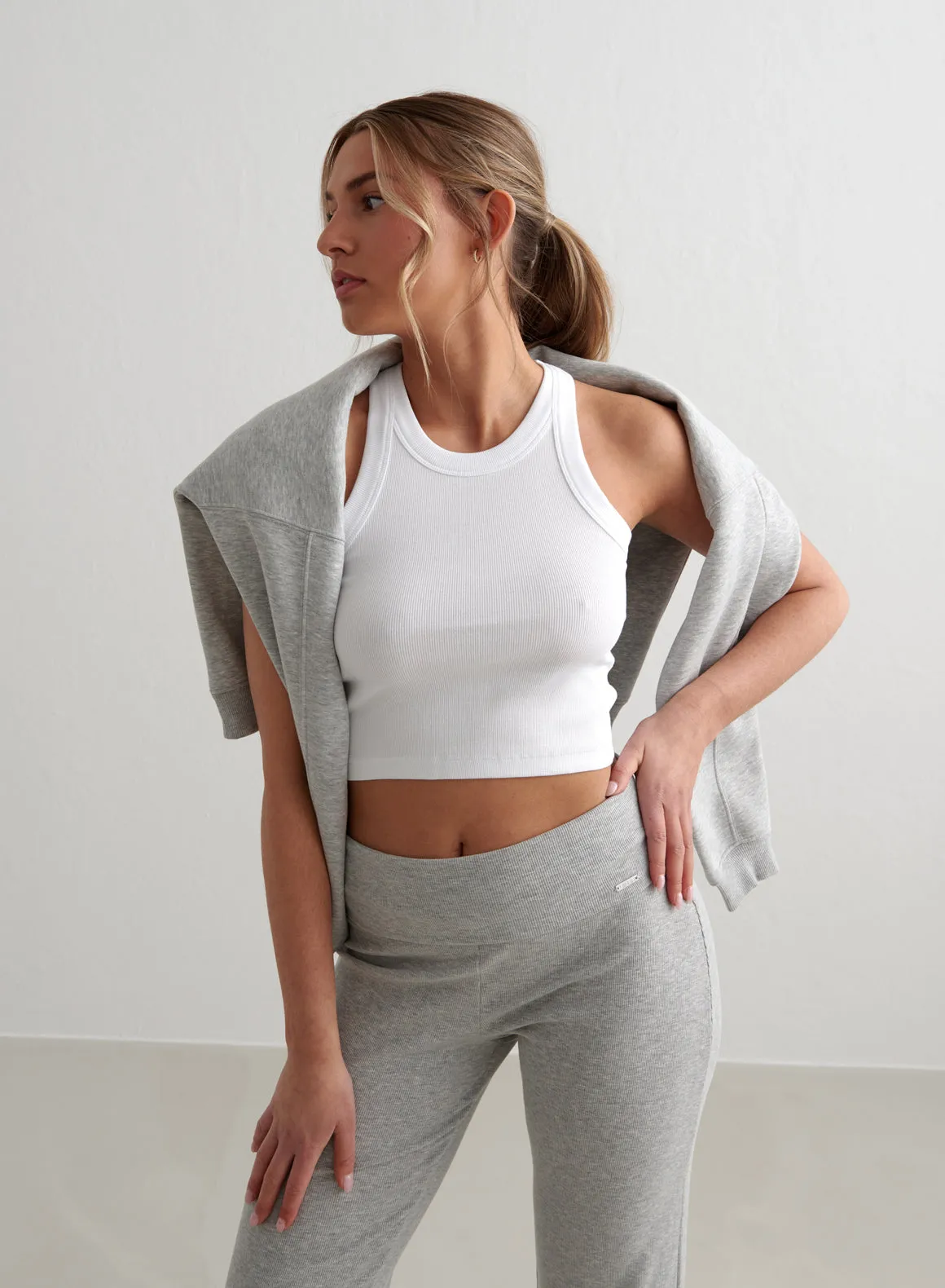 White Ease Ribbed Tank Top