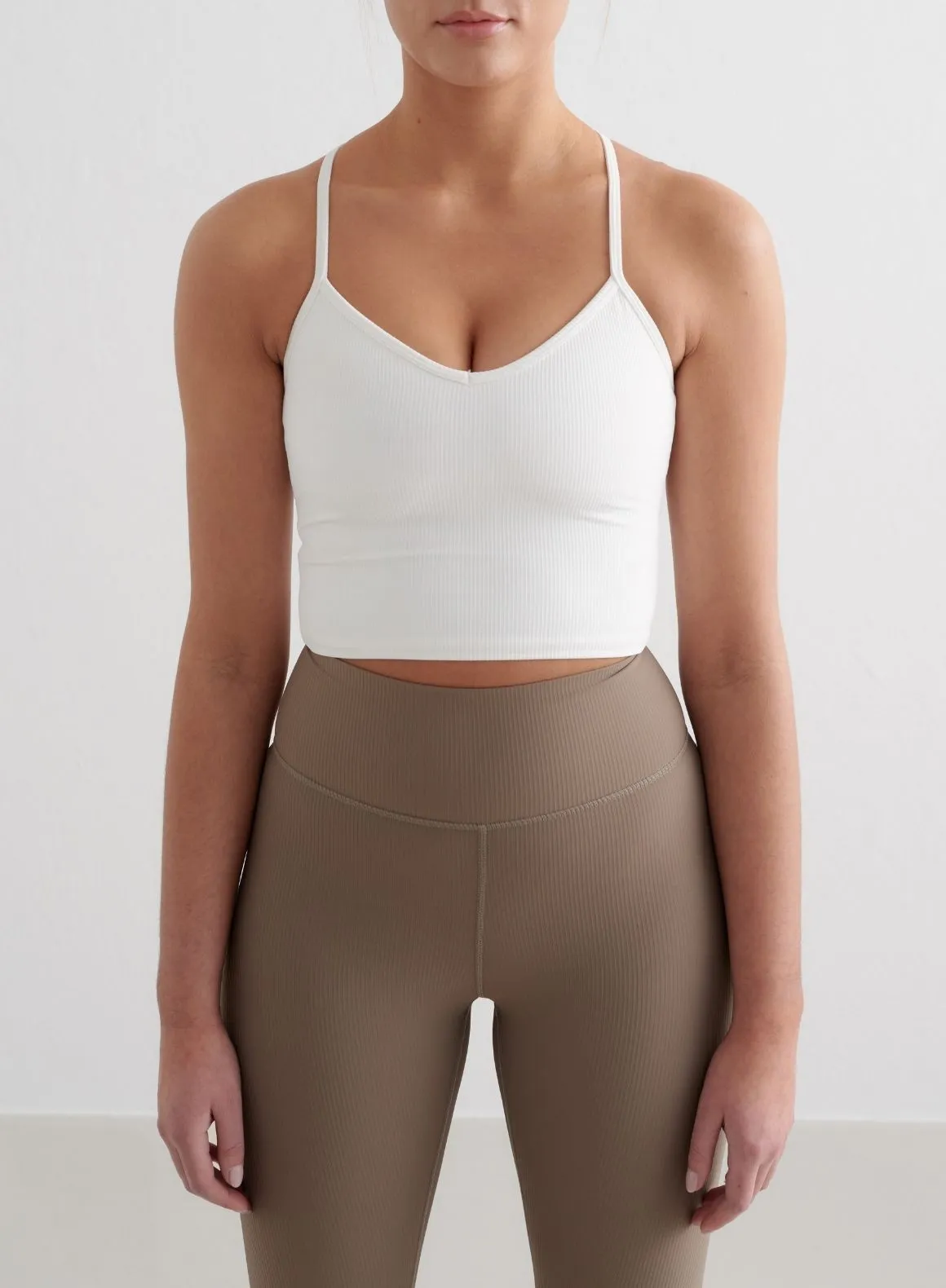 White Ribbed Performance Bralette