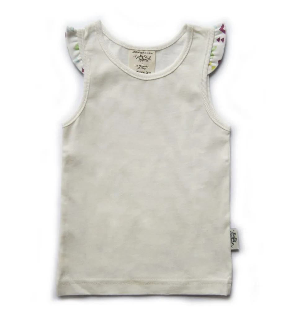 White Sprinkles Frills | Organic Cotton Singlet | Size 2 - 3