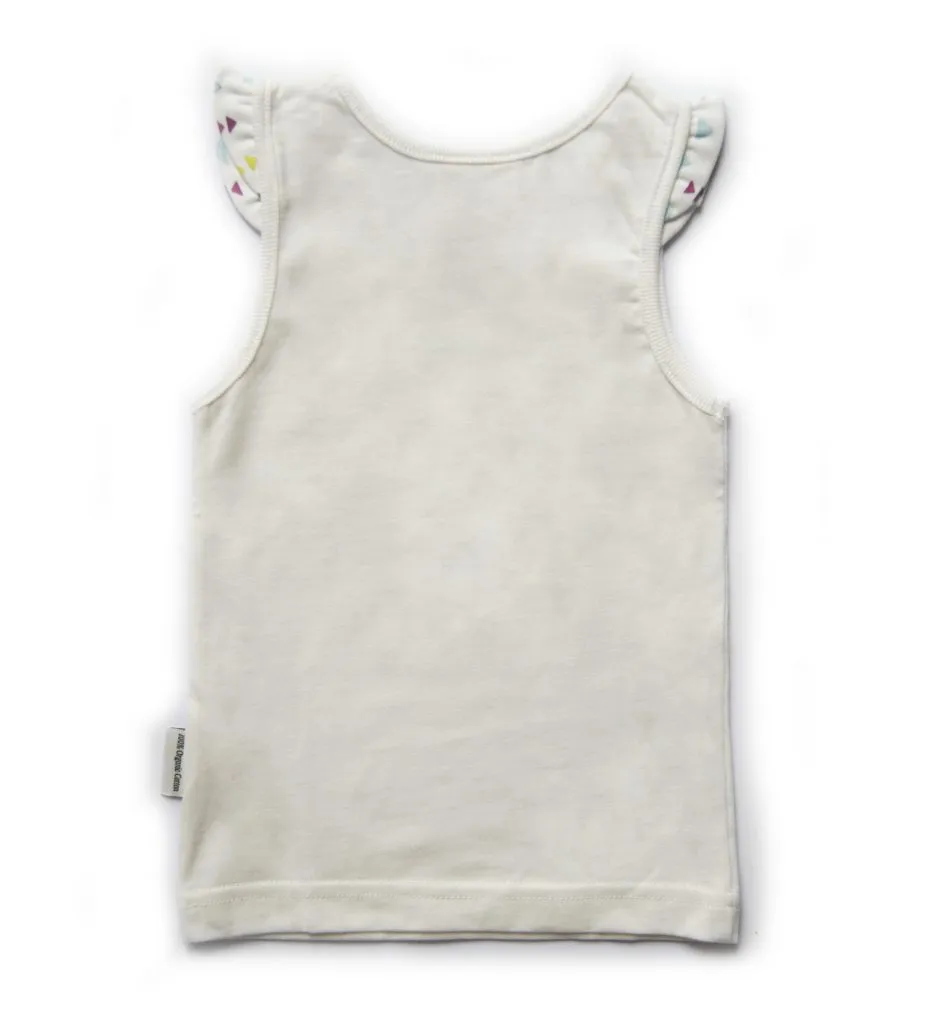 White Sprinkles Frills | Organic Cotton Singlet | Size 2 - 3