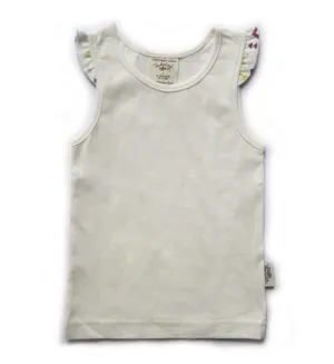 White Sprinkles Frills | Organic Cotton Singlet | Size 2 - 3