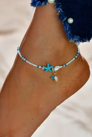 White Starfish Beaded Anklet
