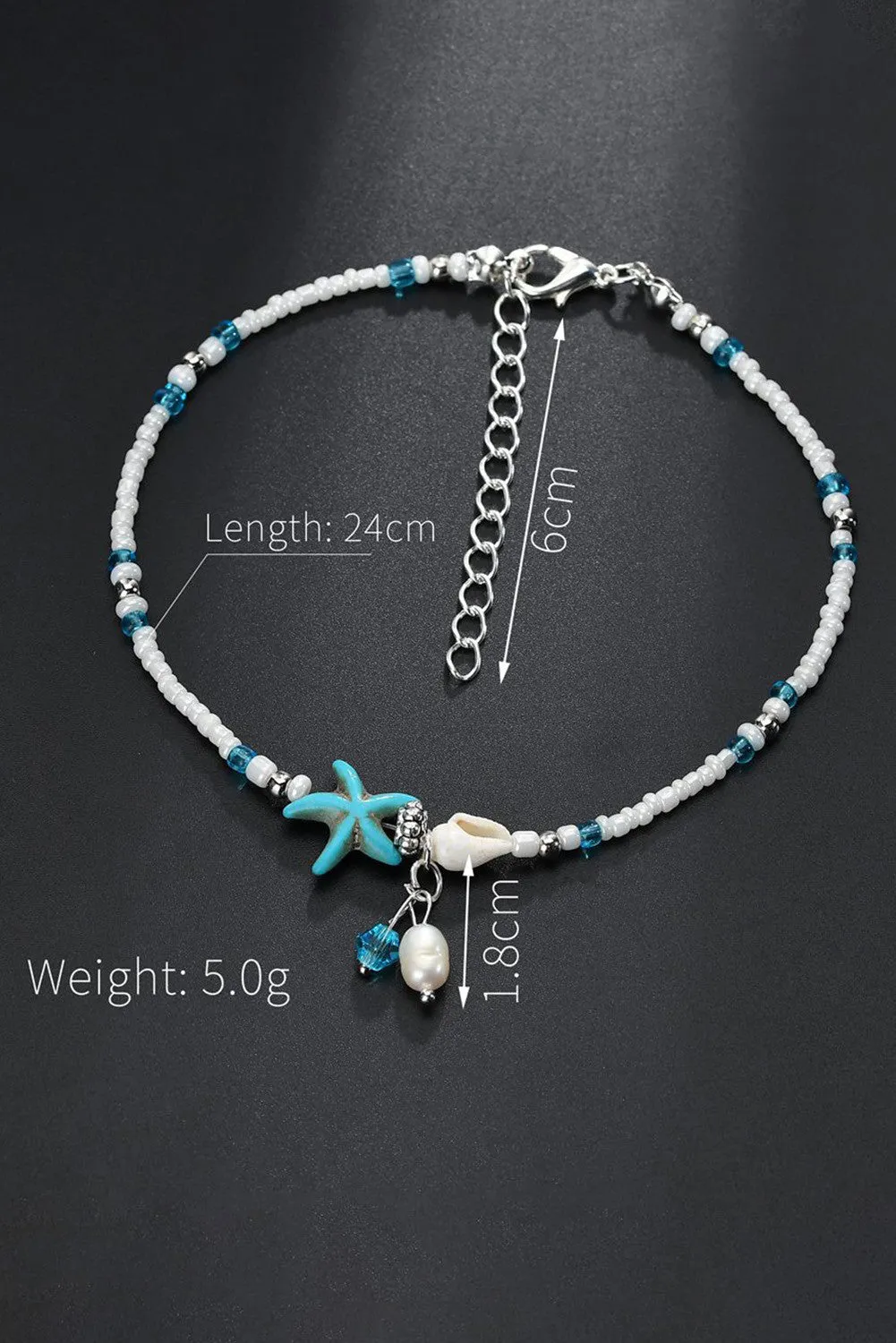 White Starfish Beaded Anklet